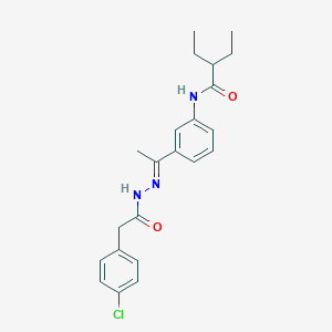 molecular formula C22H26ClN3O2 B450241 N-(3-{N-[(4-chlorophenyl)acetyl]ethanehydrazonoyl}phenyl)-2-ethylbutanamide 