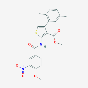 molecular formula C22H20N2O6S B450261 Methyl 4-(2,5-dimethylphenyl)-2-({3-nitro-4-methoxybenzoyl}amino)-3-thiophenecarboxylate 