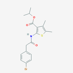 molecular formula C18H20BrNO3S B450270 Isopropyl 2-{[(4-bromophenyl)acetyl]amino}-4,5-dimethyl-3-thiophenecarboxylate 