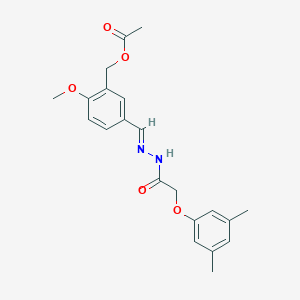 molecular formula C21H24N2O5 B450309 5-({(E)-2-[2-(3,5-DIMETHYLPHENOXY)ACETYL]HYDRAZONO}METHYL)-2-METHOXYBENZYL ACETATE 