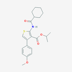 molecular formula C22H27NO4S B450317 Isopropyl 2-[(cyclohexylcarbonyl)amino]-4-(4-methoxyphenyl)-3-thiophenecarboxylate 