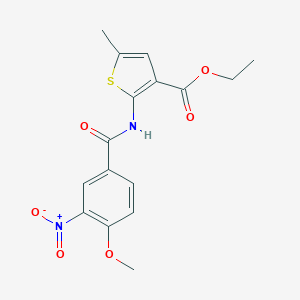 molecular formula C16H16N2O6S B450329 Ethyl 2-({3-nitro-4-methoxybenzoyl}amino)-5-methyl-3-thiophenecarboxylate 