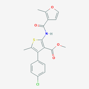 molecular formula C19H16ClNO4S B450352 Methyl 4-(4-chlorophenyl)-5-methyl-2-[(2-methyl-3-furoyl)amino]thiophene-3-carboxylate 