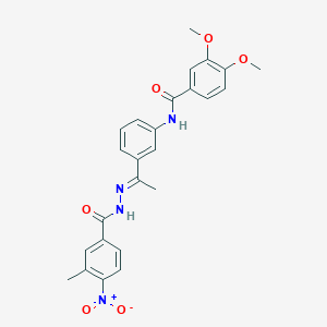 molecular formula C25H24N4O6 B450354 N-[3-(N-{4-nitro-3-methylbenzoyl}ethanehydrazonoyl)phenyl]-3,4-dimethoxybenzamide 