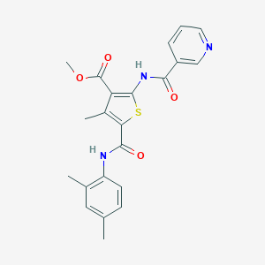 molecular formula C22H21N3O4S B450393 Methyl 5-[(2,4-dimethylanilino)carbonyl]-4-methyl-2-[(3-pyridinylcarbonyl)amino]-3-thiophenecarboxylate 
