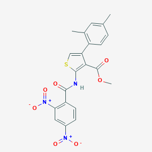 molecular formula C21H17N3O7S B450413 Methyl 2-({2,4-bisnitrobenzoyl}amino)-4-(2,4-dimethylphenyl)thiophene-3-carboxylate 