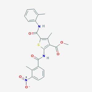 molecular formula C23H21N3O6S B450425 Methyl 2-({3-nitro-2-methylbenzoyl}amino)-4-methyl-5-(2-toluidinocarbonyl)thiophene-3-carboxylate 