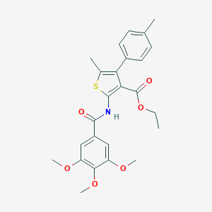 molecular formula C25H27NO6S B450446 Ethyl 5-methyl-4-(4-methylphenyl)-2-[(3,4,5-trimethoxybenzoyl)amino]-3-thiophenecarboxylate 