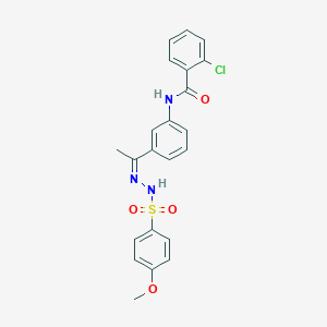 molecular formula C22H20ClN3O4S B450448 2-chloro-N-(3-{N-[(4-methoxyphenyl)sulfonyl]ethanehydrazonoyl}phenyl)benzamide 