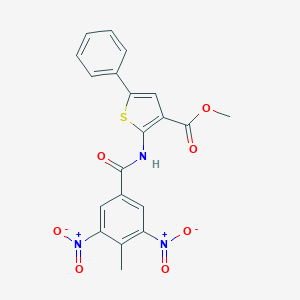 molecular formula C20H15N3O7S B450458 Methyl 2-({3,5-bisnitro-4-methylbenzoyl}amino)-5-phenylthiophene-3-carboxylate 