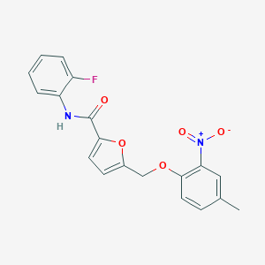molecular formula C19H15FN2O5 B450462 N-(2-fluorophenyl)-5-({2-nitro-4-methylphenoxy}methyl)-2-furamide 