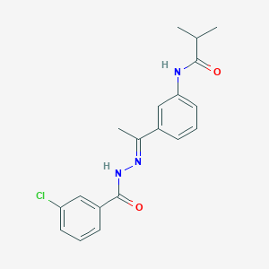 molecular formula C19H20ClN3O2 B450463 N-{3-[N-(3-chlorobenzoyl)ethanehydrazonoyl]phenyl}-2-methylpropanamide 