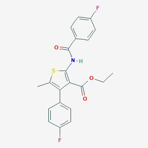 molecular formula C21H17F2NO3S B450476 Ethyl 2-[(4-fluorobenzoyl)amino]-4-(4-fluorophenyl)-5-methylthiophene-3-carboxylate 