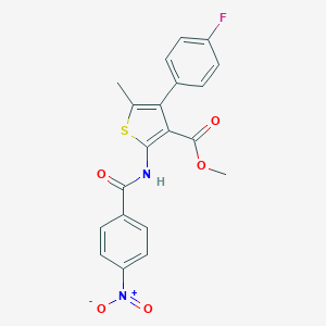 molecular formula C20H15FN2O5S B450491 Methyl 4-(4-fluorophenyl)-2-({4-nitrobenzoyl}amino)-5-methylthiophene-3-carboxylate 