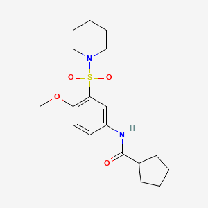 molecular formula C18H26N2O4S B4505187 N-[4-methoxy-3-(1-piperidinylsulfonyl)phenyl]cyclopentanecarboxamide 