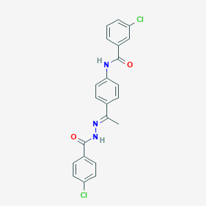 molecular formula C22H17Cl2N3O2 B450549 3-chloro-N-{4-[N-(4-chlorobenzoyl)ethanehydrazonoyl]phenyl}benzamide 