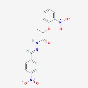 molecular formula C16H14N4O6 B450562 N'-{4-nitrobenzylidene}-2-{2-nitrophenoxy}propanohydrazide 
