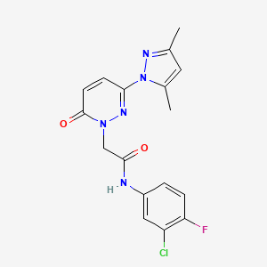 molecular formula C17H15ClFN5O2 B4505675 N-(3-chloro-4-fluorophenyl)-2-(3-(3,5-dimethyl-1H-pyrazol-1-yl)-6-oxopyridazin-1(6H)-yl)acetamide 