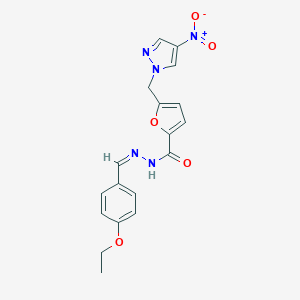 molecular formula C18H17N5O5 B450572 N'-(4-ethoxybenzylidene)-5-({4-nitro-1H-pyrazol-1-yl}methyl)-2-furohydrazide 