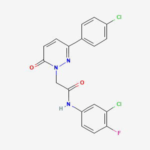 molecular formula C18H12Cl2FN3O2 B4505789 N-(3-chloro-4-fluorophenyl)-2-(3-(4-chlorophenyl)-6-oxopyridazin-1(6H)-yl)acetamide 