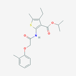 molecular formula C20H25NO4S B450587 Isopropyl 4-ethyl-5-methyl-2-{[(2-methylphenoxy)acetyl]amino}-3-thiophenecarboxylate 