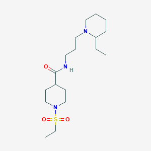 molecular formula C18H35N3O3S B4505902 N-[3-(2-ethylpiperidin-1-yl)propyl]-1-(ethylsulfonyl)piperidine-4-carboxamide 