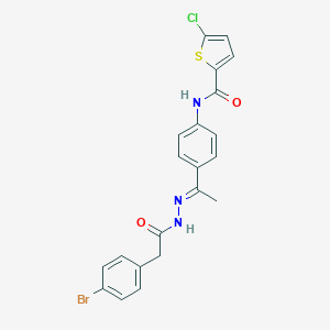 molecular formula C21H17BrClN3O2S B450603 N-(4-{N-[(4-bromophenyl)acetyl]ethanehydrazonoyl}phenyl)-5-chloro-2-thiophenecarboxamide 