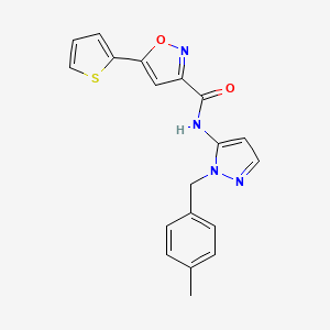 molecular formula C19H16N4O2S B4506087 N-{1-[(4-METHYLPHENYL)METHYL]-1H-PYRAZOL-5-YL}-5-(THIOPHEN-2-YL)-1,2-OXAZOLE-3-CARBOXAMIDE 