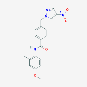 molecular formula C19H18N4O4 B450612 N-(4-methoxy-2-methylphenyl)-4-[(4-nitro-1H-pyrazol-1-yl)methyl]benzamide 