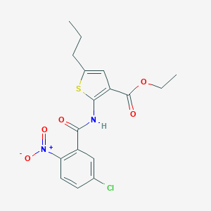 molecular formula C17H17ClN2O5S B450614 Ethyl 2-({5-chloro-2-nitrobenzoyl}amino)-5-propyl-3-thiophenecarboxylate 