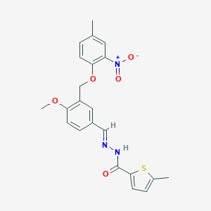 molecular formula C22H21N3O5S B450615 N'-[3-({2-nitro-4-methylphenoxy}methyl)-4-methoxybenzylidene]-5-methyl-2-thiophenecarbohydrazide 