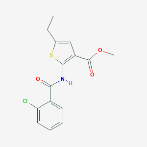 molecular formula C15H14ClNO3S B450629 Methyl 2-[(2-chlorobenzoyl)amino]-5-ethyl-3-thiophenecarboxylate 