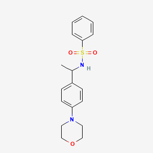 molecular formula C18H22N2O3S B4506552 N-{1-[4-(4-morpholinyl)phenyl]ethyl}benzenesulfonamide 