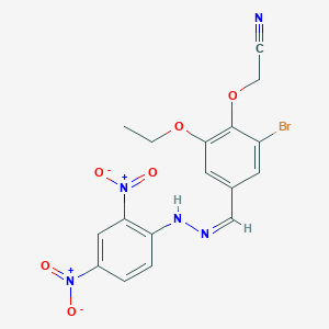 molecular formula C17H14BrN5O6 B450663 (2-bromo-4-{(Z)-[2-(2,4-dinitrophenyl)hydrazinylidene]methyl}-6-ethoxyphenoxy)acetonitrile 