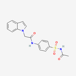 molecular formula C18H17N3O4S B4506637 N-[4-(acetylsulfamoyl)phenyl]-2-(1H-indol-1-yl)acetamide 