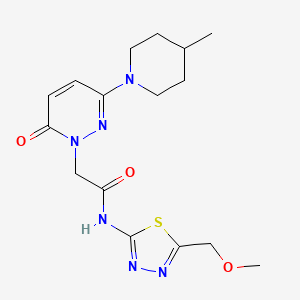 molecular formula C16H22N6O3S B4506645 N-[(2E)-5-(methoxymethyl)-1,3,4-thiadiazol-2(3H)-ylidene]-2-[3-(4-methylpiperidin-1-yl)-6-oxopyridazin-1(6H)-yl]acetamide 
