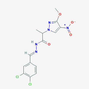 molecular formula C14H13Cl2N5O4 B450682 N'-(3,4-dichlorobenzylidene)-2-{4-nitro-3-methoxy-1H-pyrazol-1-yl}propanohydrazide 
