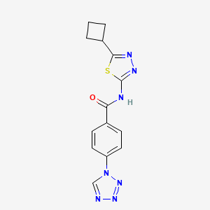 molecular formula C14H13N7OS B4506860 N-(5-cyclobutyl-1,3,4-thiadiazol-2-yl)-4-(1H-tetrazol-1-yl)benzamide 