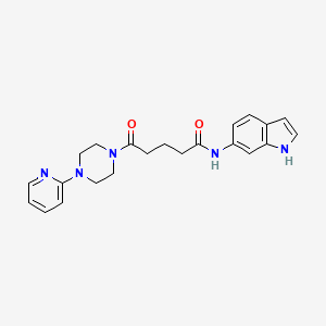 molecular formula C22H25N5O2 B4507002 N-(1H-indol-6-yl)-5-oxo-5-[4-(2-pyridyl)piperazino]pentanamide 