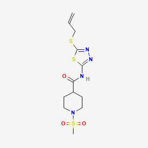 molecular formula C12H18N4O3S3 B4507012 N-(5-(allylthio)-1,3,4-thiadiazol-2-yl)-1-(methylsulfonyl)piperidine-4-carboxamide 