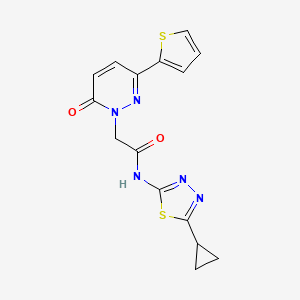 molecular formula C15H13N5O2S2 B4507141 N-[(2E)-5-cyclopropyl-1,3,4-thiadiazol-2(3H)-ylidene]-2-[6-oxo-3-(thiophen-2-yl)pyridazin-1(6H)-yl]acetamide 