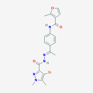molecular formula C20H20BrN5O3 B450715 N-(4-{N-[(4-bromo-1,5-dimethyl-1H-pyrazol-3-yl)carbonyl]ethanehydrazonoyl}phenyl)-2-methyl-3-furamide 