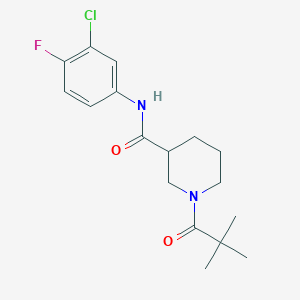molecular formula C17H22ClFN2O2 B4507192 N-(3-chloro-4-fluorophenyl)-1-(2,2-dimethylpropanoyl)piperidine-3-carboxamide 