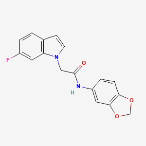 molecular formula C17H13FN2O3 B4507218 N-(1,3-benzodioxol-5-yl)-2-(6-fluoro-1H-indol-1-yl)acetamide 