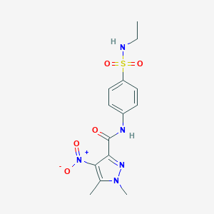 molecular formula C14H17N5O5S B450728 N-{4-[(ETHYLAMINO)SULFONYL]PHENYL}-1,5-DIMETHYL-4-NITRO-1H-PYRAZOLE-3-CARBOXAMIDE 