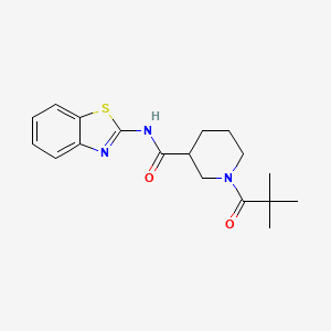 molecular formula C18H23N3O2S B4507307 N-(1,3-benzothiazol-2-yl)-1-(2,2-dimethylpropanoyl)piperidine-3-carboxamide 