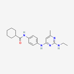 molecular formula C20H27N5O B4507339 N-(4-{[2-(ethylamino)-6-methylpyrimidin-4-yl]amino}phenyl)cyclohexanecarboxamide 