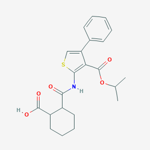 molecular formula C22H25NO5S B450736 2-({[3-(Isopropoxycarbonyl)-4-phenyl-2-thienyl]amino}carbonyl)cyclohexanecarboxylic acid 