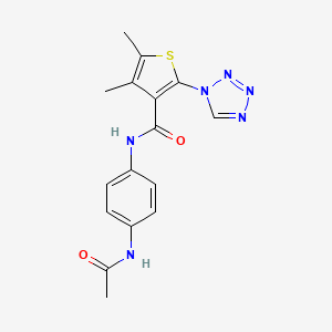 molecular formula C16H16N6O2S B4507646 N-[4-(acetylamino)phenyl]-4,5-dimethyl-2-(1H-tetrazol-1-yl)thiophene-3-carboxamide 