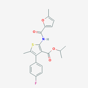 molecular formula C21H20FNO4S B450773 Isopropyl 4-(4-fluorophenyl)-5-methyl-2-(5-methylfuran-2-carboxamido)thiophene-3-carboxylate 